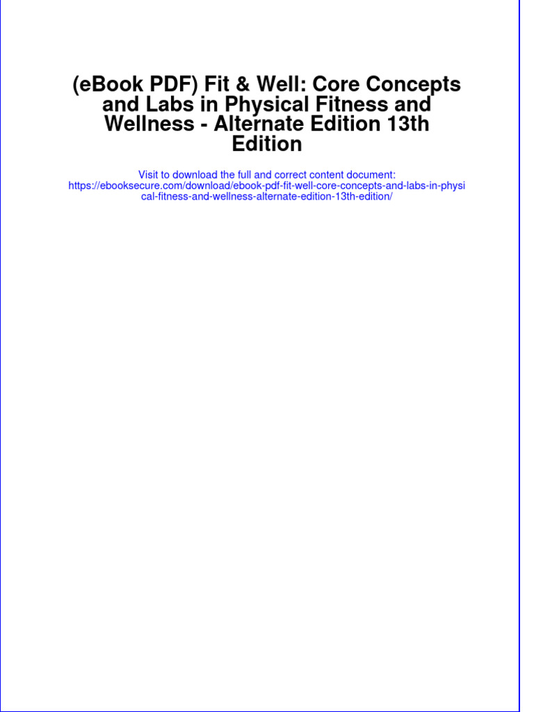 Ebook PDF Fit Well Core Concepts and Labs in Physical Fitness and