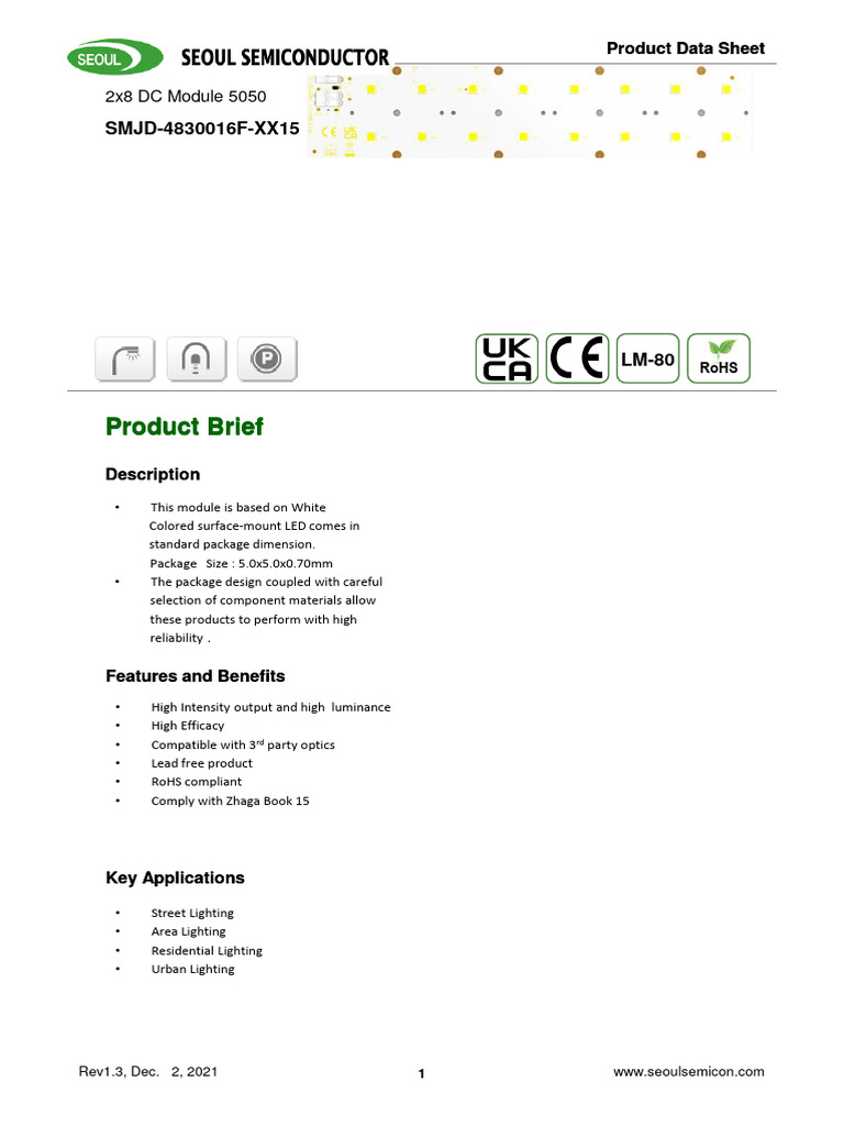 5050 White LED Module Data Sheet | PDF | Light Emitting Diode ...