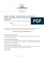 Sujet Corrigé - Dissertation Juridique en Droit Constitutionnel: Etat Unitaire & Etat Régional - JURISWIN