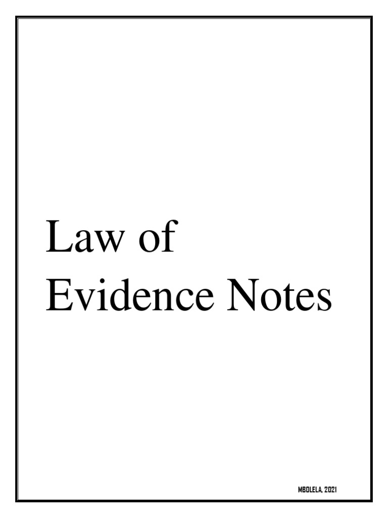 Law of Evidence Pamphlet MBOELA MWAPE | PDF | Burden Of Proof (Law ...