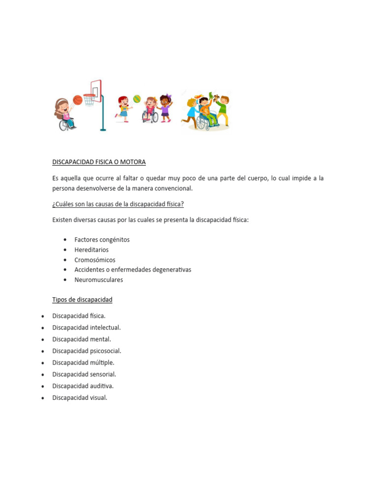 Tipos y causas de discapacidad física | PDF | Salud y bienestar ...
