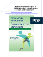 Instant Download Ebook PDF Behavioral Principles in Communicative Disorders Applications To Assessment and Treatment PDF Scribd