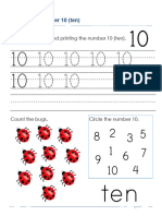 Kindergarten Tracing Numbers Ten 10