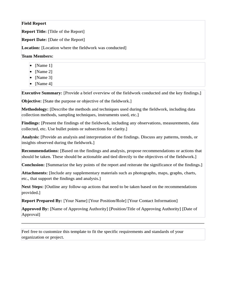 Field Report Template | PDF