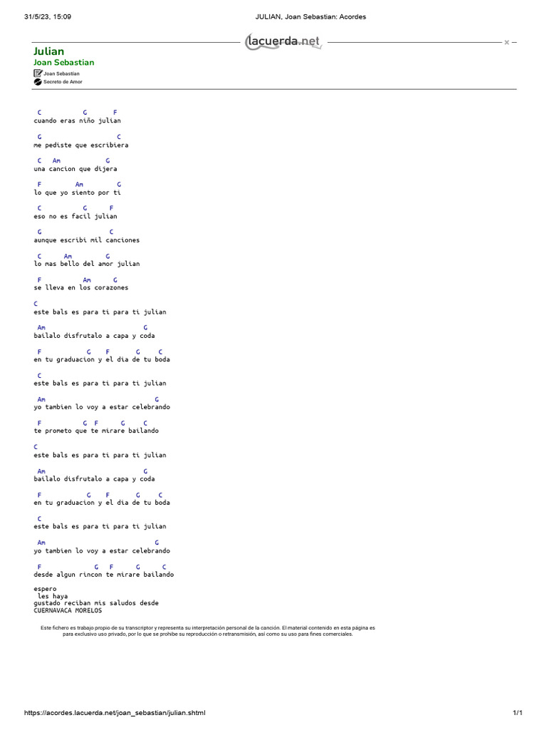 JULIAN, Joan Sebastian Acordes PDF