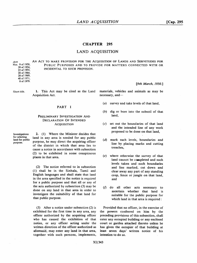 Land Acquisition Act No. 9 of 1950 | PDF | Lawsuit | Apportionment