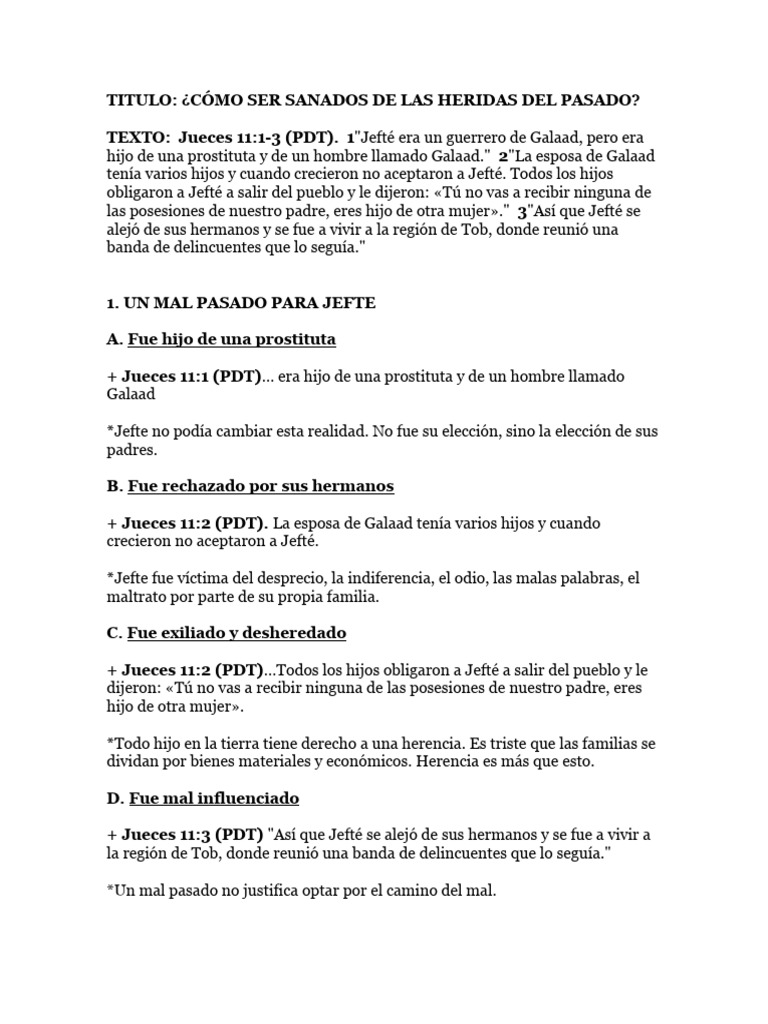 ¿Como Ser Sanados de Las Heridas Del Pasado | PDF