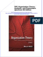 Full Download Ebook Ebook PDF Organization Theory Modern Symbolic and Postmodern Perspectives 4th Edition PDF