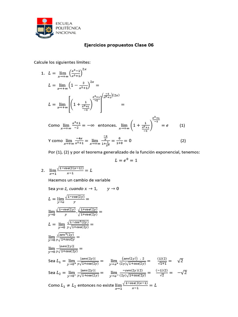 Ejercicios Propuestos Clase 6 | PDF | Matemáticas | Análisis matemático