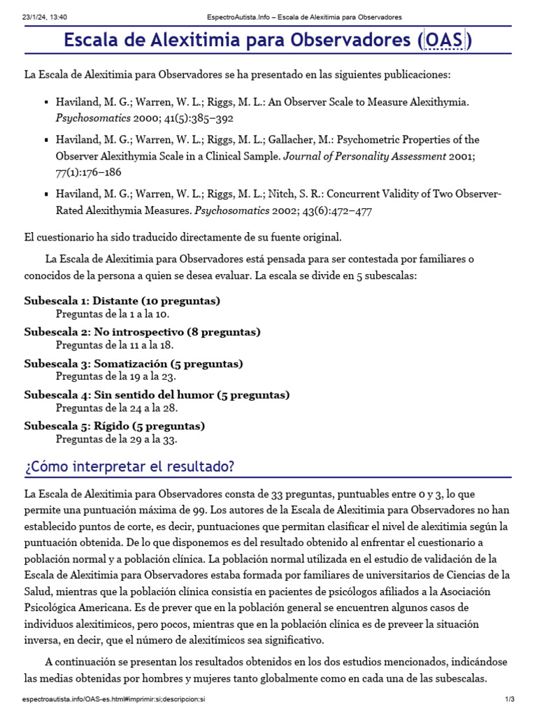 Escala de Alexitimia para Observadores | PDF | Cognición | Conceptos ...