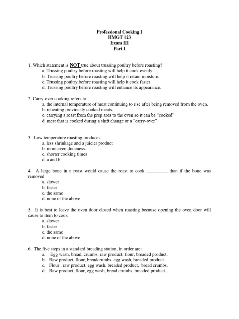 Professional Cooking Exam III Guide | PDF | Bread Crumbs | Dough