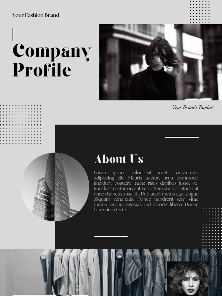 Monochrome Professional Fashion Company Profile Presentation 169 | PDF