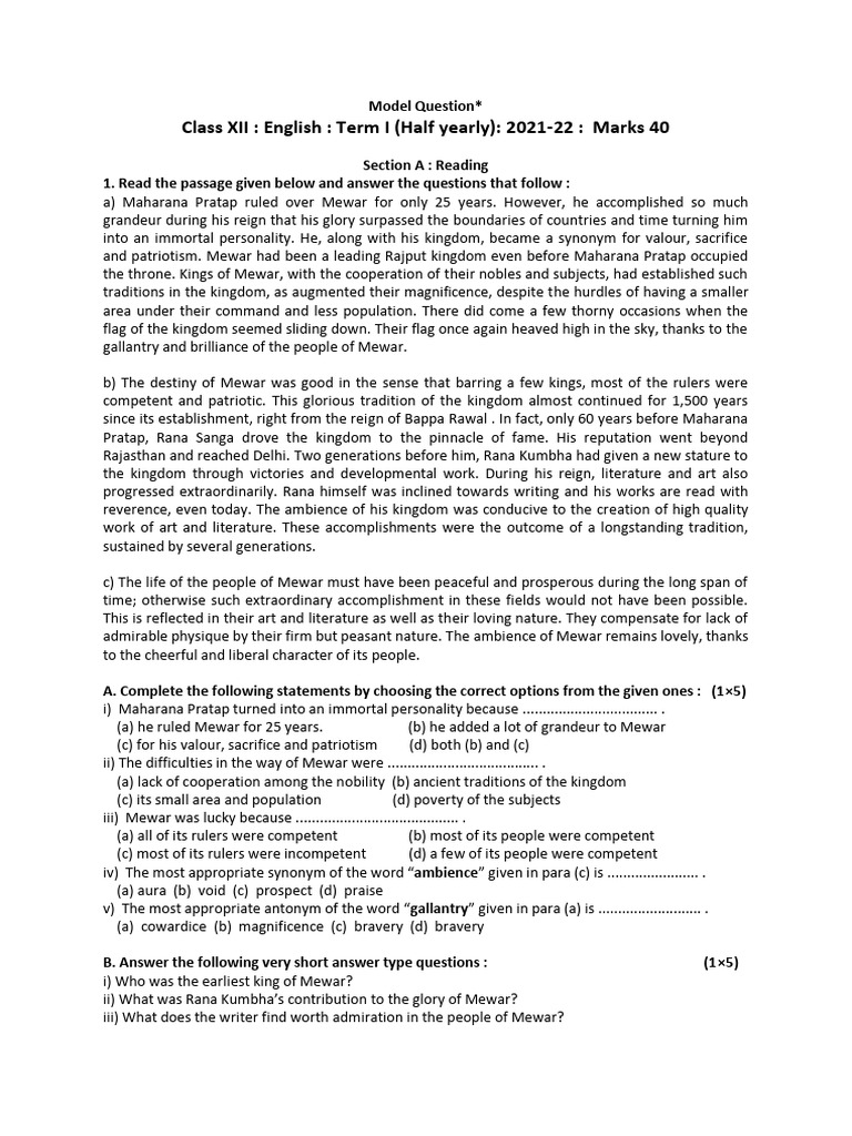 2021 ENGLISH MODEL QUESTION PAPER WITH ANSWER visual data 2