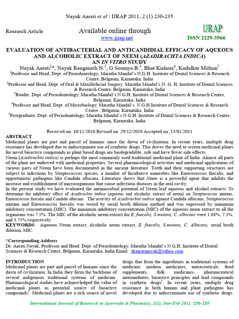 Evalution of Neem Extract | PDF