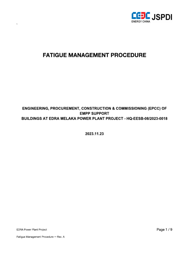 Fatigue Management Procedure | PDF