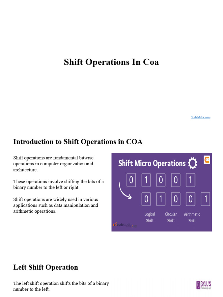 Shift Operations in Coa | PDF | Bit | Assembly Language