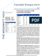 Flash News Elétricas - Tractebel Energia - Result A Dos Ajustados 2T06 Confirmam Previsões