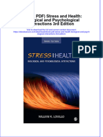 Ebook PDF Stress and Health Biological and Psychological Interactions 3rd Edition PDF