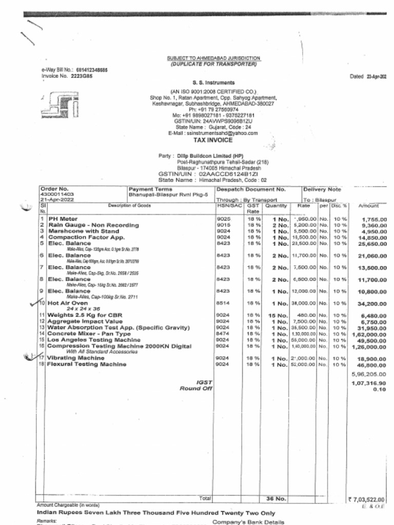 Instrument Invoice | PDF
