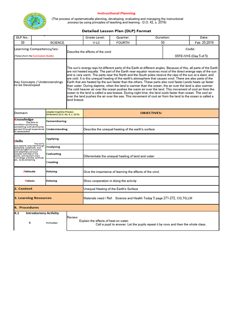 Detailed lesson plan dlp format learning competency ies code