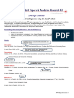 APA Style Overview: Formatting Checklist (References & In-Text Citations)