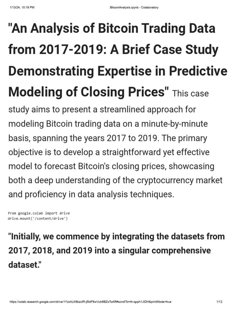 BitcoinAnalysis - Ipynb - Colaboratory | PDF | Mean Squared Error |  Regression Analysis