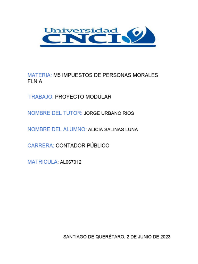 Proyecto Modular de Impuestos de Personas Morales | PDF | Impuesto ...