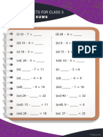 Subtraction Sums For Class 3 Worksheet 1