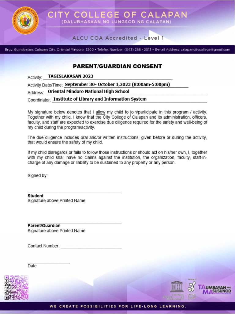Parents Consent Form 1 | PDF