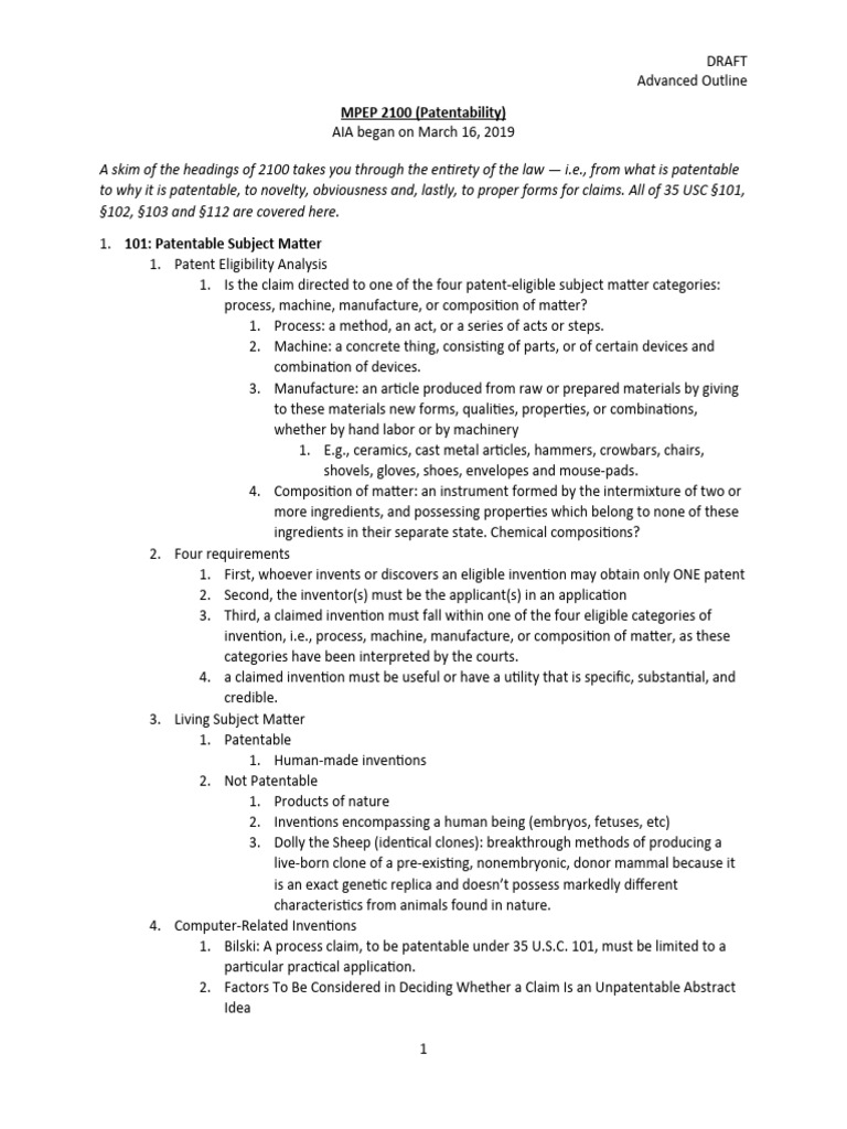 MPEP 2100 (Patentability, Focus On MPEP) | Download Free PDF | Glossary ...