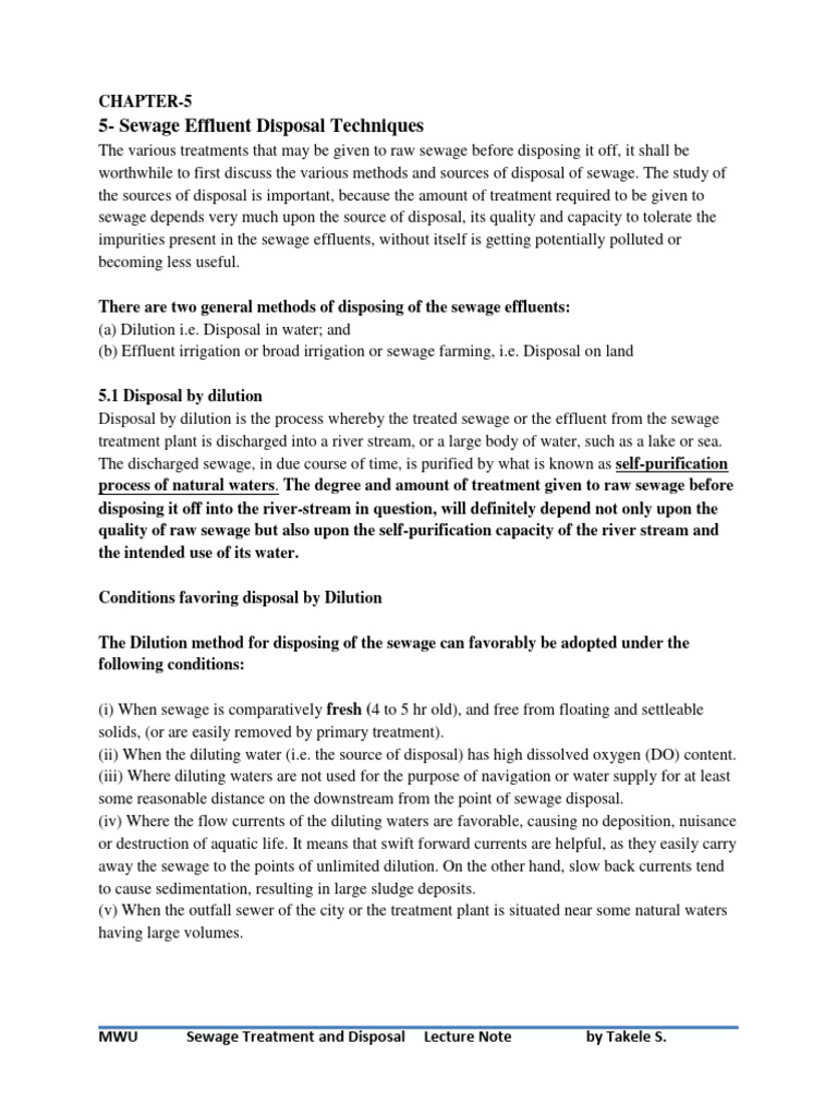 Sewage Effluent Disposal Techniques | PDF | Technology & Engineering