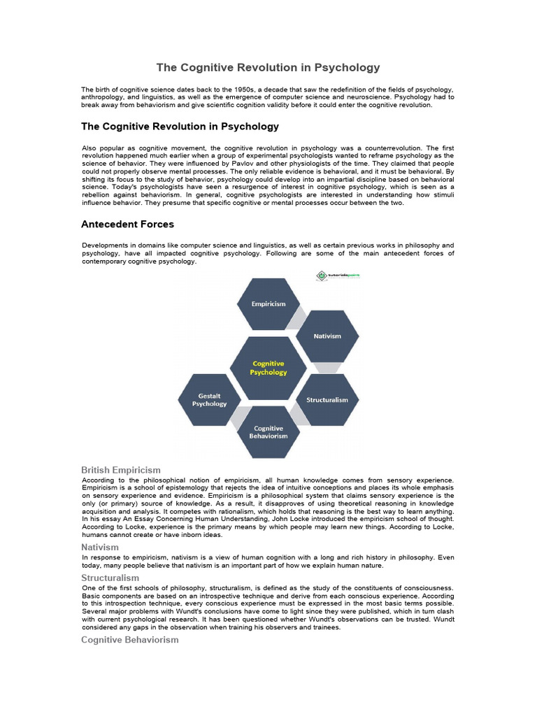 Cognitive Revolution in Psychology | PDF