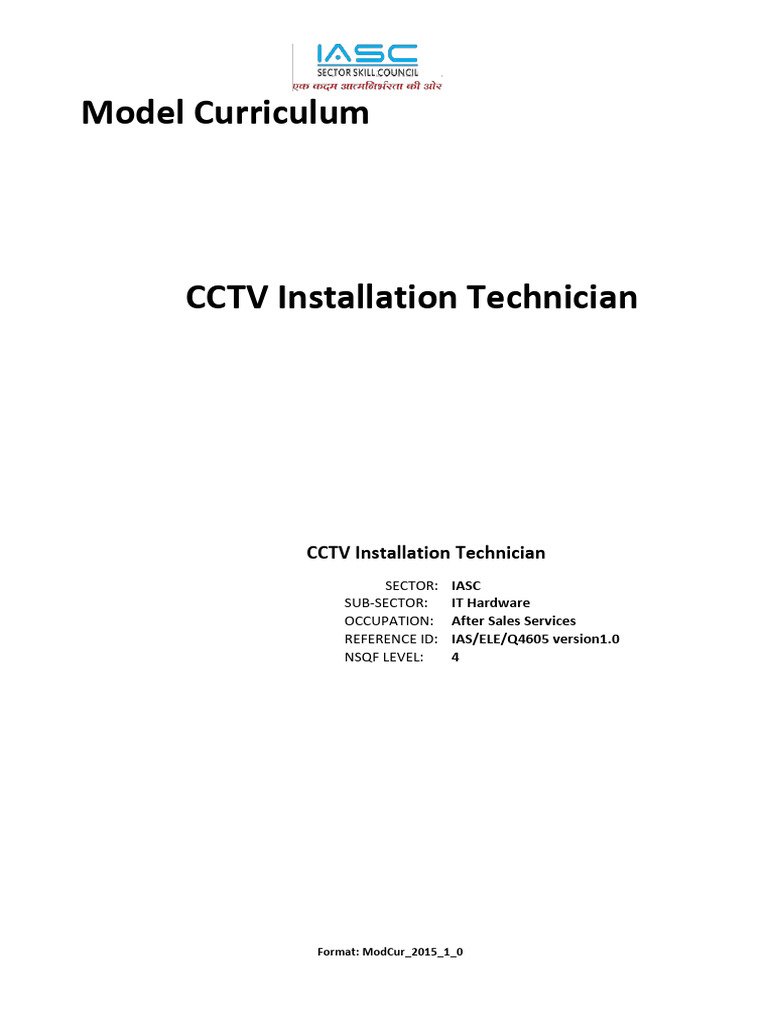 CCTV Installation Technician Curriculum | PDF | Closed Circuit ...