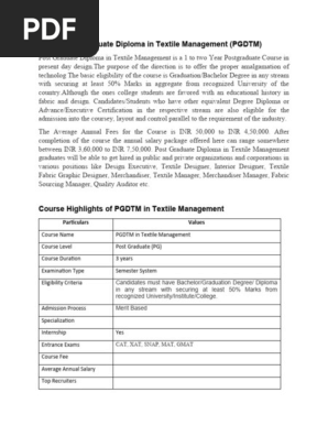 Post Graduate Diploma in Textile Management (2)