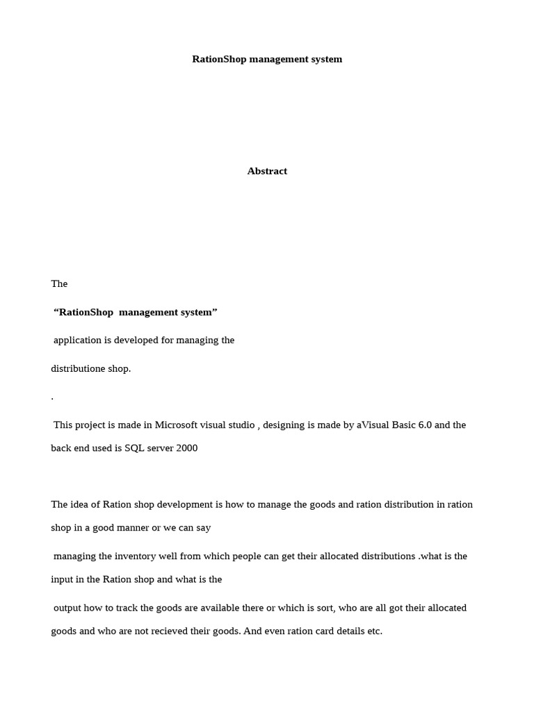 RationShop Management System | PDF | Feasibility Study | Computer Hardware