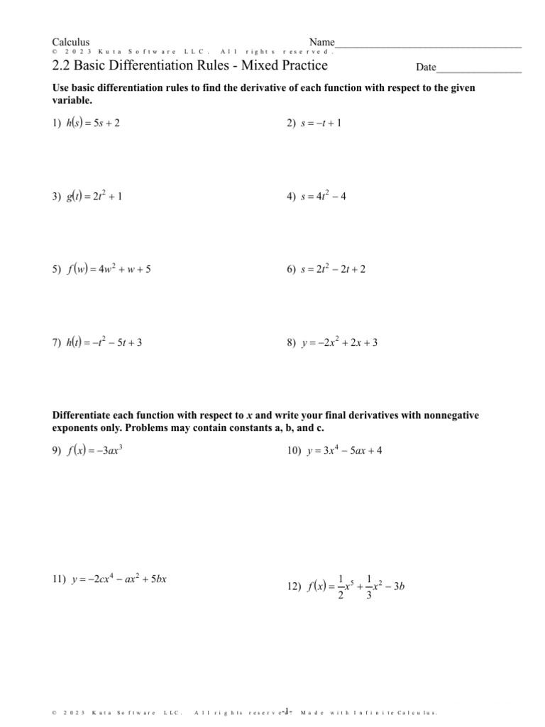 2.2 Basic Differentiation Rules | PDF | Derivative | Elementary Mathematics