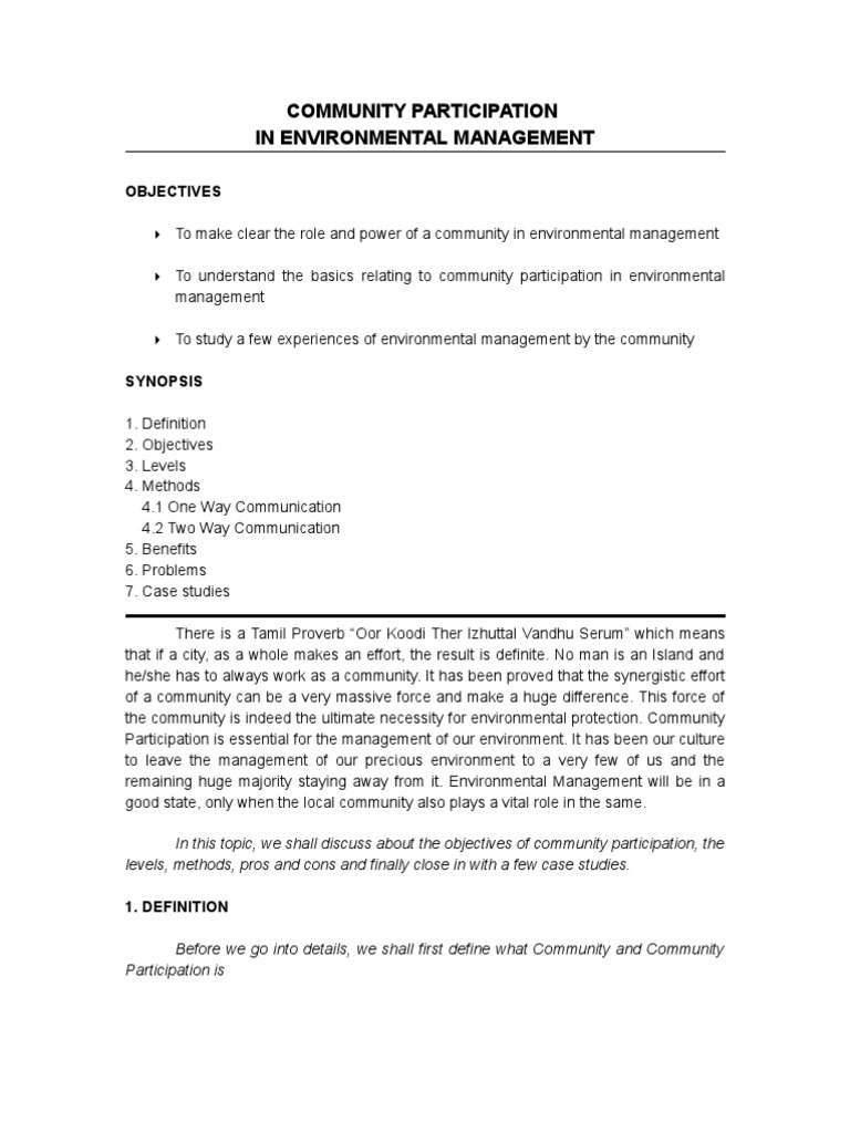 Community Role in Environmental Management | PDF | Empowerment | Community