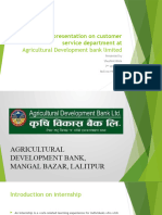 Internship Presentation On Customer Service Department At: Agricultural Development Bank Limited