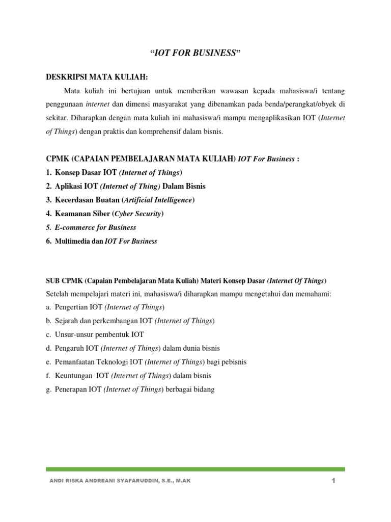 Materi 1 Konsep Dasar Iot For Business Pdf