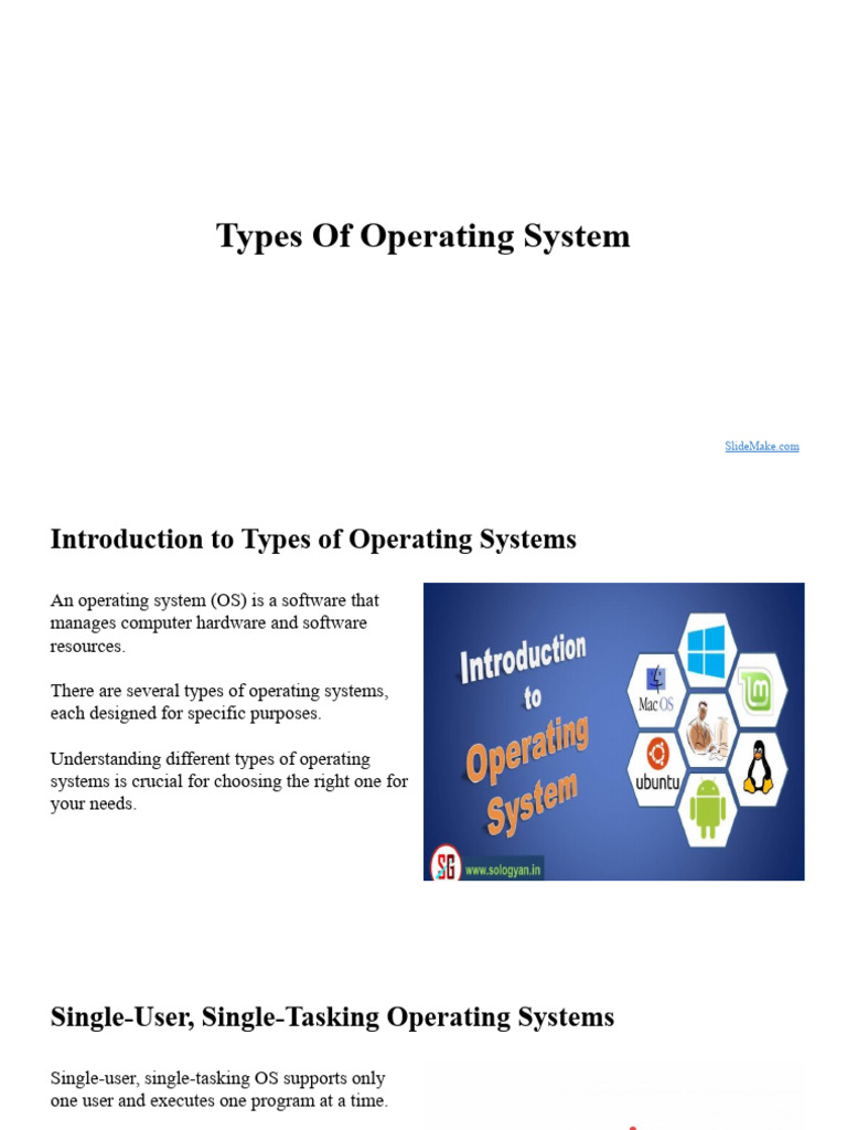 Types of Operating System | PDF | Operating System | Computing