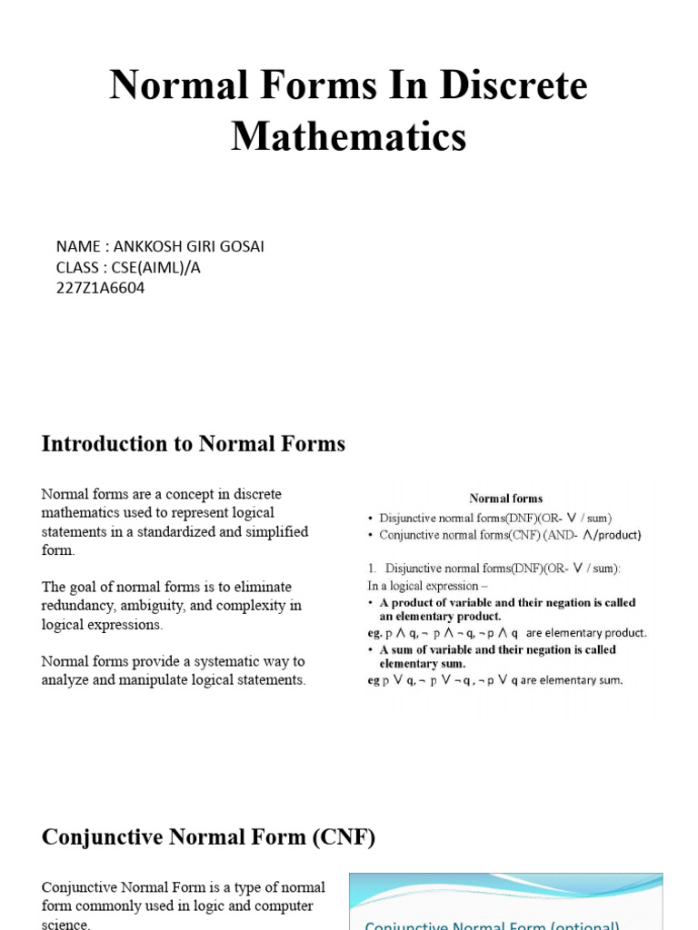 Normal Forms in Discrete Math | PDF | Logic | Computing
