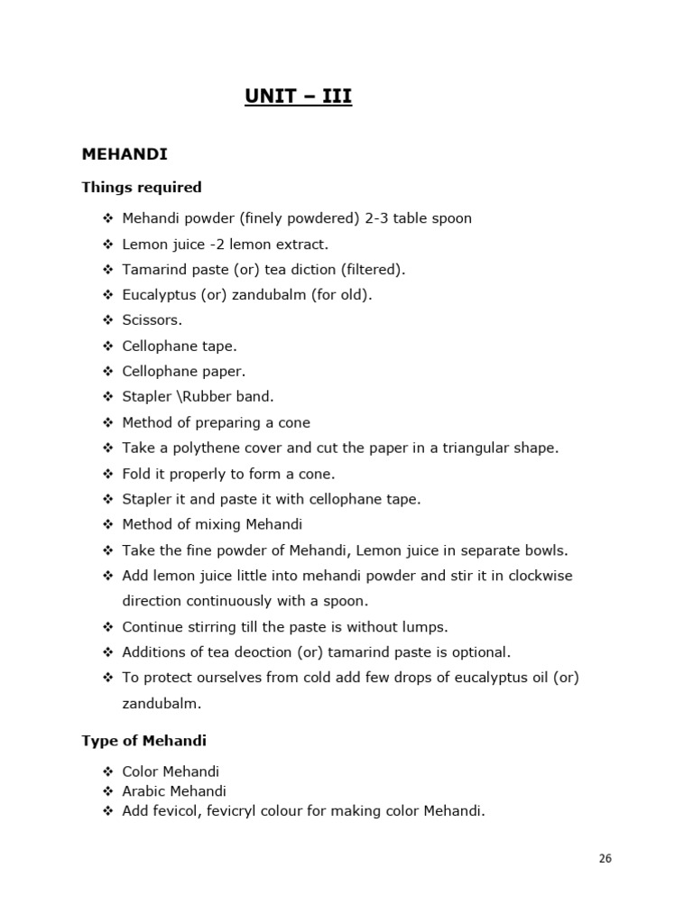 Mehandi Preparation and Techniques | PDF