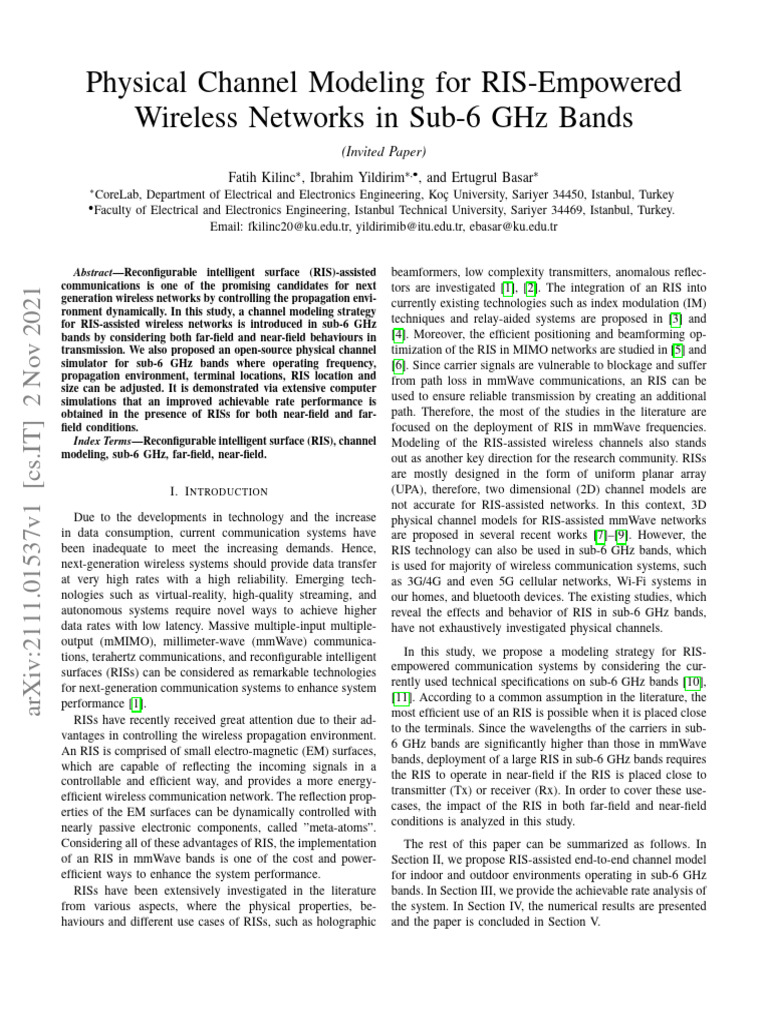 Physical Channel Modeling For Ris-Empowered Wireless Networks in Sub-6 ...