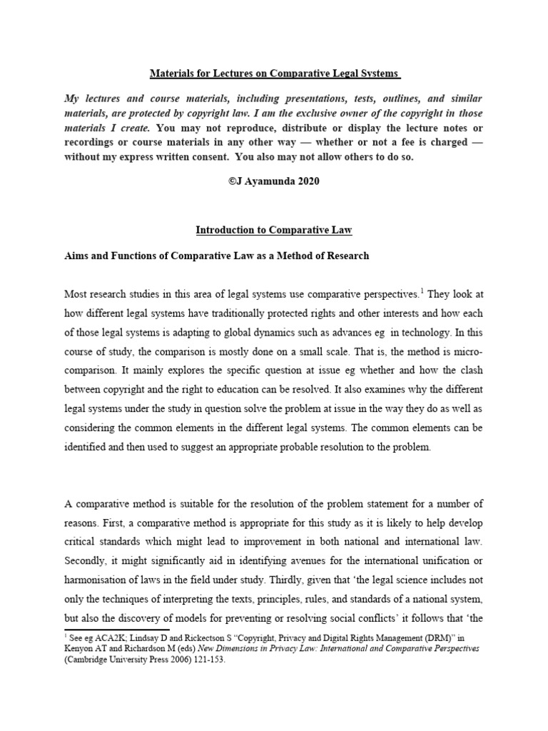 Materials for lectures on comparative legal systems pdf privacy