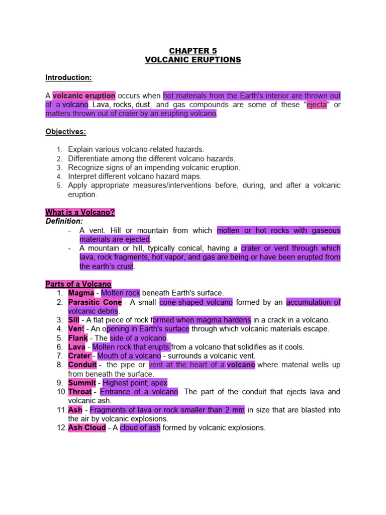 Chapter 5 Volcanic Eruptions | PDF | Volcano | Lava