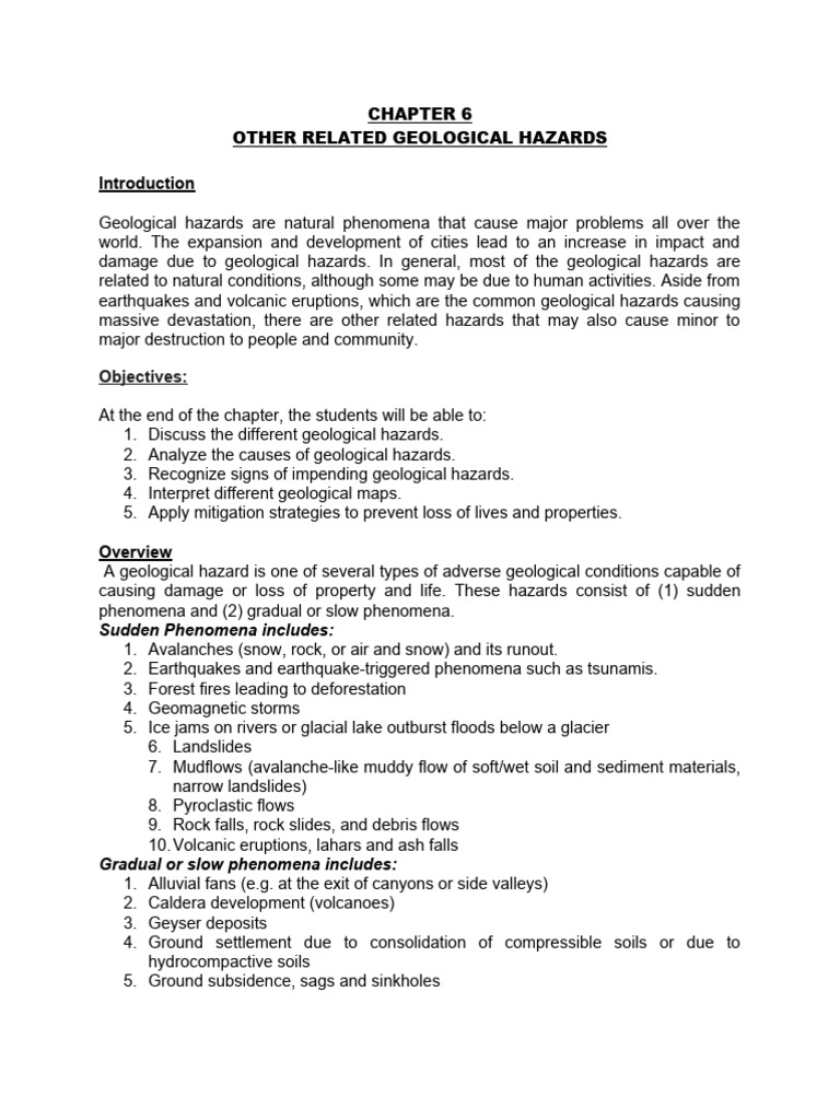 Chapter 6 other related geological hazards download free pdf