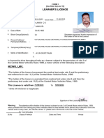 Learner'S Licence: Form 3 (See Rule 3 (A) and 13)