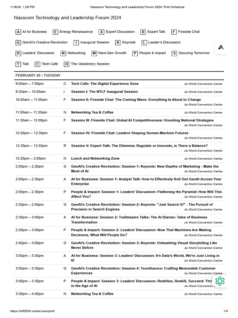 Technology and Leadership Forum 2024 Schedule PDF