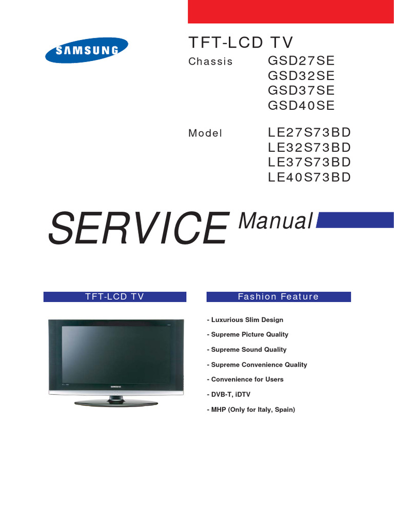 TV Samsung - Le27s73bd - Le32s73bd - Le37s73bd - Le40s73bd - Chassis ...
