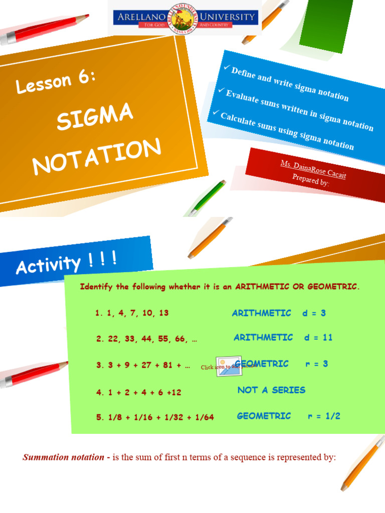 Sigma notation pdf summation mathematics